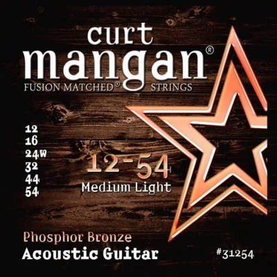Afbeelding van Curt Mangan 31254 Snaren voor Akoestische Gitaar (12 54) Phosphor Bronze