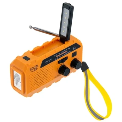 Afbeelding van ADLER AD1197 Solar Emergency Radio AM FM, Dynamo Hand Crank Zelf aangedreven, Power Bank 1200mAh met Batterij Oplaadindicator, USB C Aansluiting voor Mobiele Telefoon, LED Zaklamp, SOS Alarm