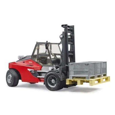 Afbeelding van Linde HT160 met pallet en 3 boxen van Bruder