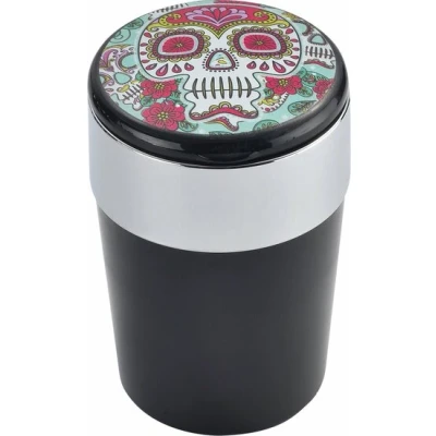 Afbeelding van Auto Asbak Calavera Mix 4 Met Licht 12x8x8 cm