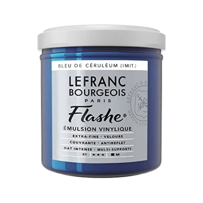 Afbeelding van Lefranc Bourgeois 300494 Flashe acryl en vinylverf, lichtecht, dekkend bestand tegen veroudering 125ml Pot, Cerulean Blue Hue