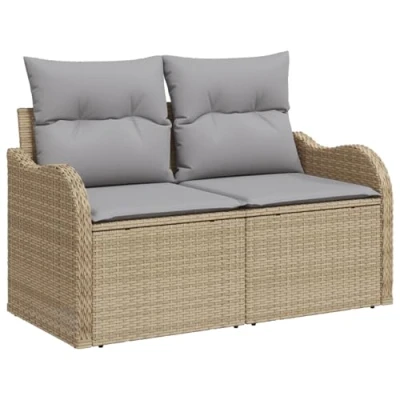 Afbeelding van vidaXL 11 delige Tuin Sofa Set met Kussens Zwart Poly Rattan