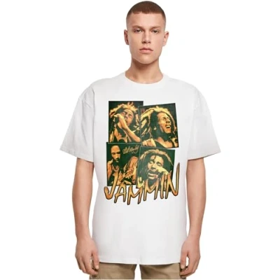 Afbeelding van Merchcode BOB Marley Jammin LIVE Tshirt print, Heren, Maat: XL, White