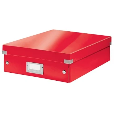 Afbeelding van Leitz Wow Click &amp; Store Middelgrote Opbergdoos 85% Gerecycled Karton Ruimtebesparende Sorteerdoos met Vakjes 28.1 x 10 37 Cm (BxHxD) Rood
