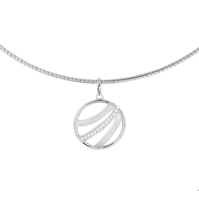 Afbeelding van Zilveren Ketting Rondje Zirkonia 1,5 mm x 42 45 cm lang