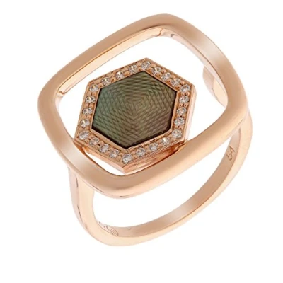Afbeelding van Orphelia ZR 7372/50 Ring Zeshoek Zilver 925 Rosékleurig Parelmoer / Zirkonia Maat 50