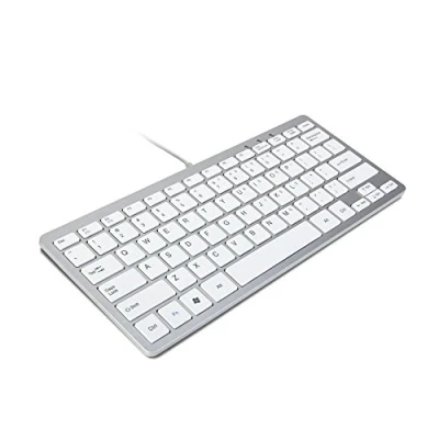 Afbeelding van TRIXES toetsenbord Mini Bedraad USB Slim Zilver en Wit Amerikaanse Indeling Plug and Play Compact duurzaam Geschikt voor pc, computer, Apple Mac, laptop, Windows enz