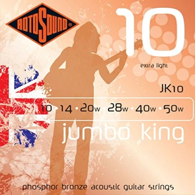 Afbeelding van Rotosound Jumbo King, Phosphor Bronze Acoustic Guitar Strings, Extra Light, 10 50