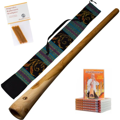 Afbeelding van DIDGERIDOO instrument : AT Natural Wood 120cm inclusief ikat bag bijenwas lesvideo &#039;Hoe bespeel ik de didgeridoo?&#039;