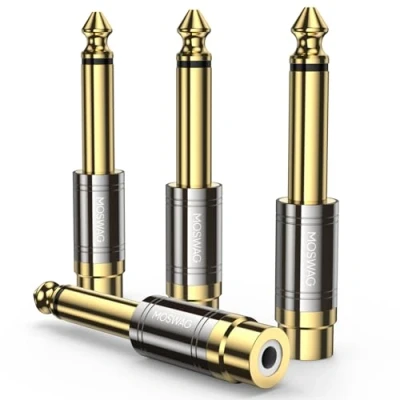 Afbeelding van MOSWAG RCA naar 6.35 mm Adapter, 6.35mm Mannelijke Mono TS Vrouwelijke Interconnect Audio Adapter Conversie Plug voor Hoofdtelefoon, Microfoons, Versterkers, Gitaar en Meer(4 pack)