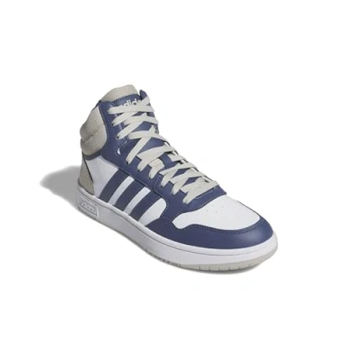 Afbeelding van adidas Heren Hoops 3.0 Non Football Mid Schoenen, Ftwr White Preloved Blauw Putty Grijs, 38 2/3 EU
