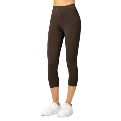 Afbeelding van Merry Style MS MS10 144 LE Dames Capri Leggings Sport Vrijetijdsbroek 3/4 Lengte Viscose Sporbroek Yogabroek Bruin S