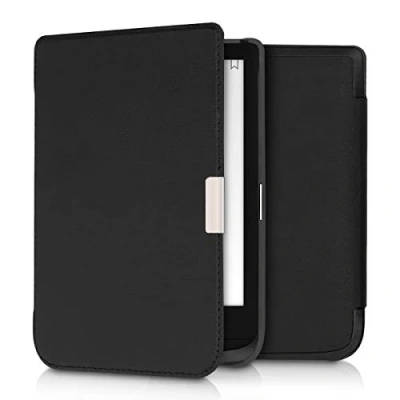 Afbeelding van kwmobile e reader hoesje compatibel met Pocketbook Touch Lux 4/5/Touch HD 3/Color (2020)/ Vivlio 5 hoes Ereader case magnetische sluiting In zwart