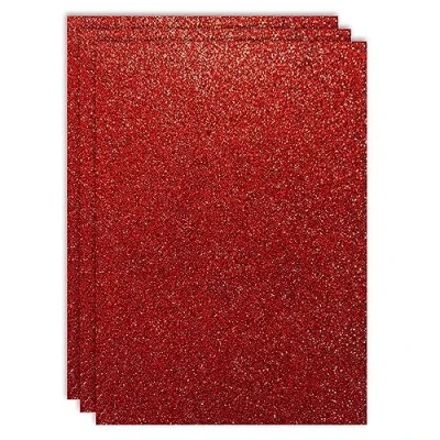 Afbeelding van RAYLU PAPER Gekleurd glitterkarton, A4, 200 g/m² dik, vel van karton met glitter, voor knutselwerk, 3 stuks (rood)