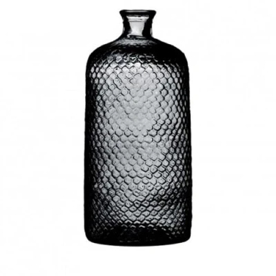 Afbeelding van Natural Living Bloemenvaas Scubs Bottle donkergrijs geschubt transparant glas D18 x H42 cm Vazen