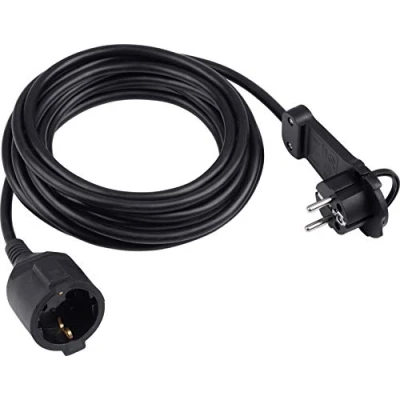 Afbeelding van Meister 7432530 Randaarde Verlenging, Extra Platte Stekker, 5 m Kabel, IP20, voor Binnen, Verlengkabel met Kinderbeveiliging, Schuko, Wit