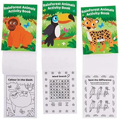 Afbeelding van Baker Ross FX554 Regenwoud Dieren Activiteitenboeken Pak van 12, Leuke voor Kinderen