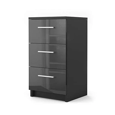 Afbeelding van Vicco Boxspring nachtkastje, Zwart hoogglans, 38 x 66 cm