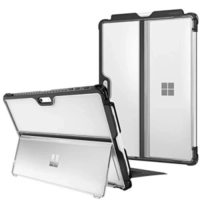 Afbeelding van Fintie Hoes voor Surface Pro 7+ / 7 6 5 LTE, Schokbestendige Robuuste Beschermhoes met Penhouder Harde Case Standaard, Compatibel Type Cover Toetsenbord, Frost Clear