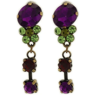Afbeelding van Behave Dames oorbellen hangers met paarse stenen 4cm