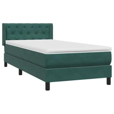Afbeelding van vidaXL Boxspring met matras fluweel donkergroen 80x220 cm