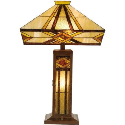 Afbeelding van Clayre&amp;Eef Helder verlichte tafellamp Glenys in Tiffany stijl