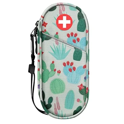 Afbeelding van SITHON EpiPen Medische Draagtas Geïsoleerd, Reismedicatie Organizer Tas Noodzaak voor 2 EpiPens, Astma inhalator, Anti histamine, Auvi Q, Allergiemedicijn Essentials, (Cactus)