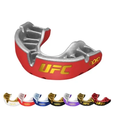 Afbeelding van OPRO x UFC Gebitsbeschermer Self Fit Gold Edition V2 Rood/Zilver Senior
