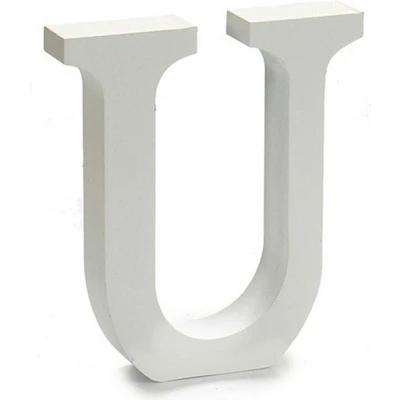 Afbeelding van Brief U Hout Wit (2 x 16 14,5 cm) (24 Stuks)