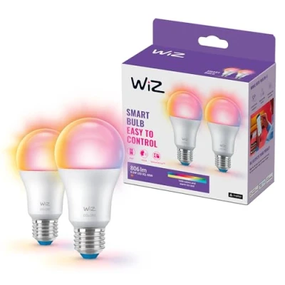 Afbeelding van WiZ Smart lamp 2 pack Gekleurd en Wit Licht E27