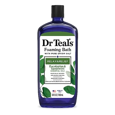 Afbeelding van Dr. Teal&#039;s Pure Epsom zout badschuim voor ontspanning en recreatie, met eucalyptus groene munt. 1 l.