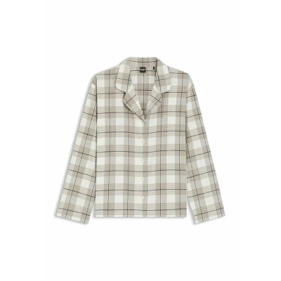 Afbeelding van BOSS dames Pyjamatop met ruitdessin in de kleur Gebroken wit, maat: M