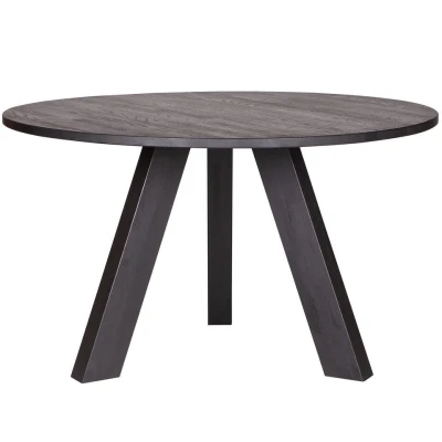 Afbeelding van Woood Rhonda eettafel ø129 cm eiken blacknight Hout