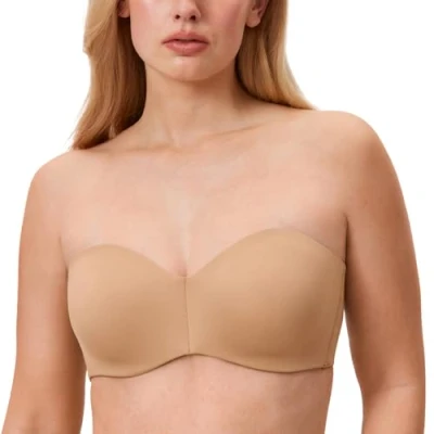 Afbeelding van DELIMIRA Strapless bh Voor Dames Zonder Beugel Minimizer Met Plus Ondersteuning Maten natuurlijk 80C