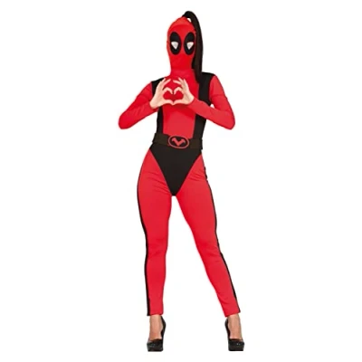 Afbeelding van Guirca Deadpool Kostuum Anti Heldin Van Deadcity Vrouw Rood Maat 38 40 Carnavalskleding Verkleedkleding
