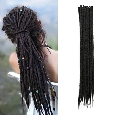 Afbeelding van 20 Inch Strengen/Pak Synthetische Dreadlocks Extensions Dunne 0,6 cm Gehaakte Gevlochten Haar Zachte Single Ended Reggae Hiphop Hippie Stijl, Donker Bruin