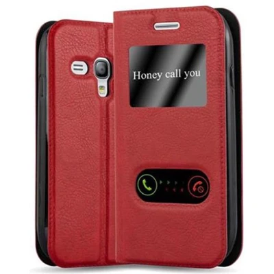 Afbeelding van Cadorabo Hoesje geschikt voor Samsung Galaxy S3 MINI in SAFRAN ROOD Beschermhoes met magnetische sluiting, standfunctie en 2 kijkvensters Book Case Cover Etui