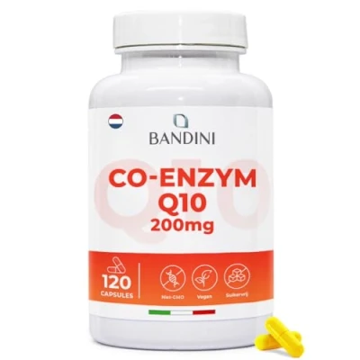 Afbeelding van Bandini® Co enzym Q10 200mg, 120 veganistische capsules (voor 4 maanden) 1 capsule per dag, 100% zuivere Ubiquinone natuurlijk gefermenteerde Coq 10, hoge dosering, GMO vrij