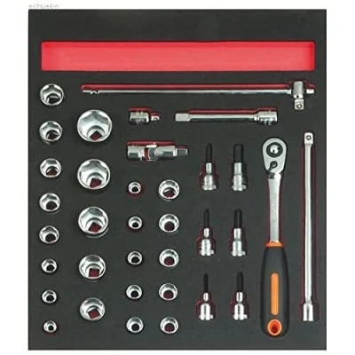 Afbeelding van Bahco Foaminlay Fit&amp;Go 2/3 met doppen en toebehoren 1/2&quot; 35 delig FF1F2201