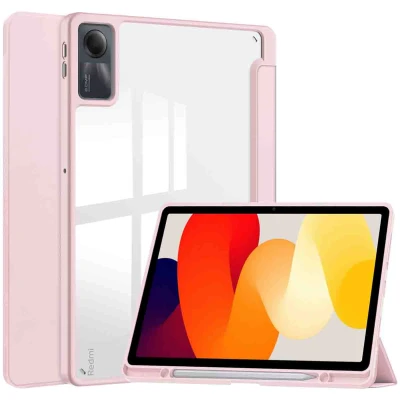 Afbeelding van Xiaomi Redmi Pad SE Hoes: iMoshion Trifold Hardcase Bookcase Shockproof/Valbescherming Hardcase,Bookcase Roze Kunststof Tablet Hoezen