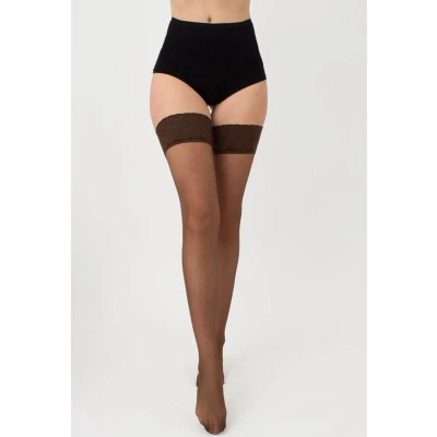 Afbeelding van GIULIA Hold Up Kousen Emotion 20 Stay Stockings Kanten Boord Zelf Ophoudend Den M/L Cappuccino