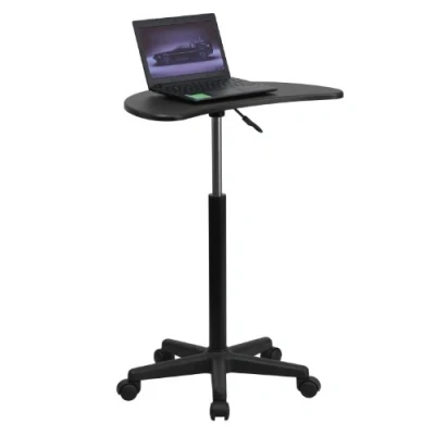 Afbeelding van Zwart verplaatsbaar computertafeltje voor laptop om aan te zitten of achter staan