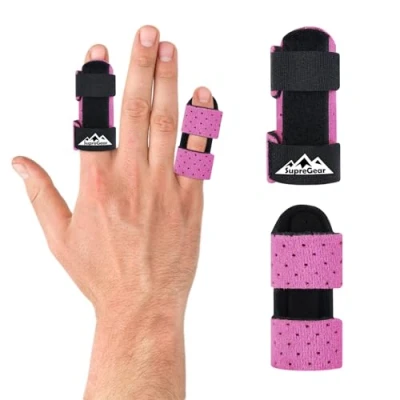 Afbeelding van supregear Vingerspalken, Set van 2 Universele Vingerspalken voor Rechtzetten en Ondersteuning Gebroken Trigger Vingers Midden , Wijs Ring Pinkvingers, Roze