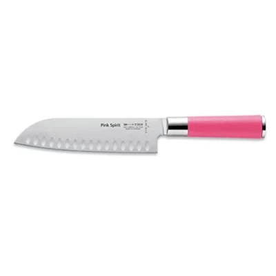 Afbeelding van F. DICK Pink Spirit Santoku mes (lengte lemmet: 18 cm, keukenmes met cullenslijping, van hooggelegeerd roestvrij staal, lemmet lasergetest, X55CrMo14 handvat kunststof) 8 1742 182K 79