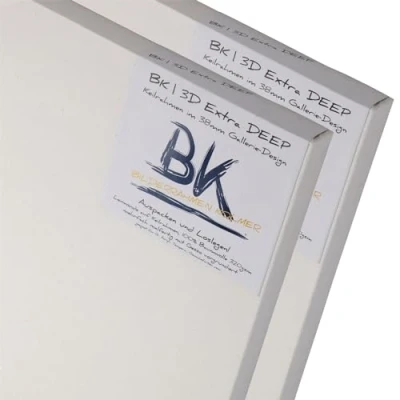 Afbeelding van 2x BK DEEP SCHILDERSDOEKEN op spieraam 60x80cm 3D extra hoog Galerij canvas spanraam 60x80 cm dubbel gegrond, klaar om te schilderen met doek