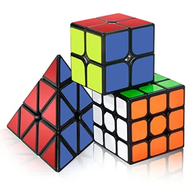 Afbeelding van ROXENDA Speed Cube Set, Magische Kubus Set van 2x2 3x3 Piramide (Sticker)