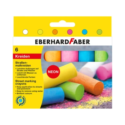 Afbeelding van 6x Stoepkrijt Eberhard Faber 6 Neon kleuren