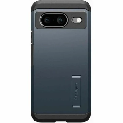 Afbeelding van Google Pixel 8 Hoesje Kunststof Spigen Backcover/Hardcase Donkergrijs Telefoonhoesje Shockproof/Valbescherming