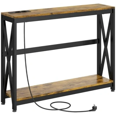 Afbeelding van HOMCOM Consoletafel Spaanplaat 100x24x75cm Bruin