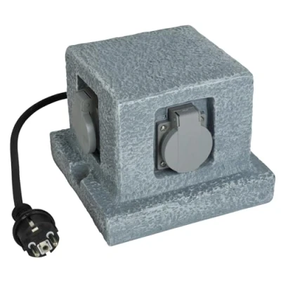 Afbeelding van Unitec 44242 Stekkerdoos voor de tuin in steenlook, tuinstopcontact, buitenstopcontact, IP 44, 4 stopcontacten zuil